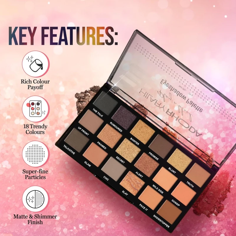 Hilary Rhoda Play N Blend Eyeshadow Palette | Matte & Shimmer Finish | Super-Fine Particles | 18 Trendy Colours | Available In 2 Variants | Blends Easily - 20g (Iconic- Shade 02) thumbnail 4
